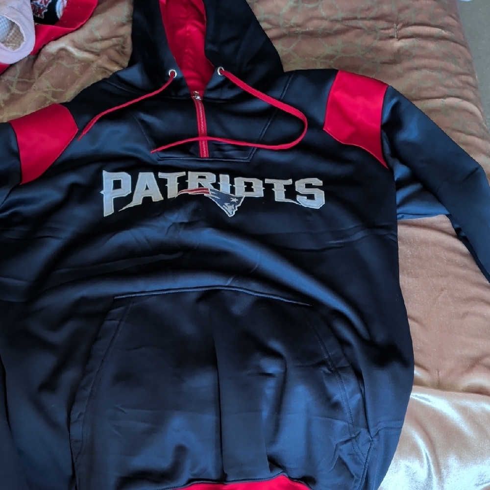 New England Patriots NFL Team Apparel Navy and Red Hoodie